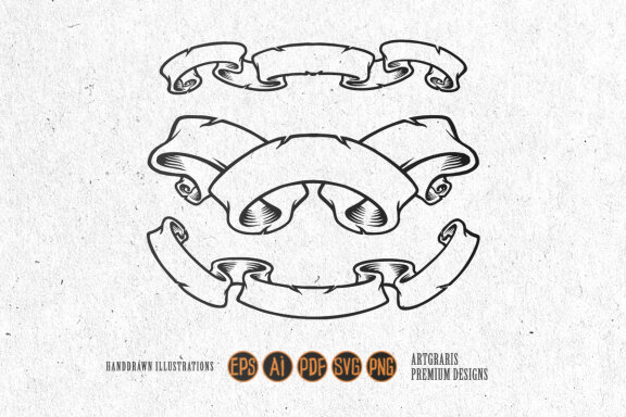 Classic banner Set ribbon label vintage SVG