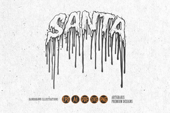 Santa Text lettering melted Silhouette
