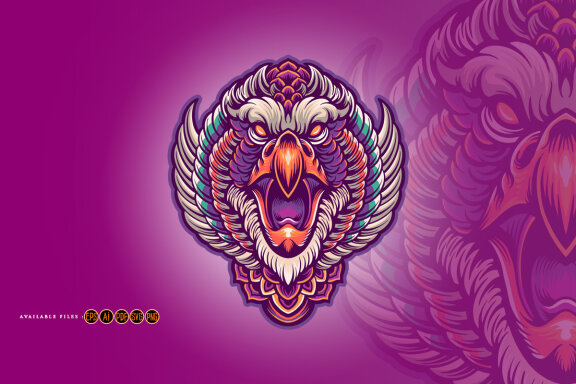 Angry eagle head mascot colorful