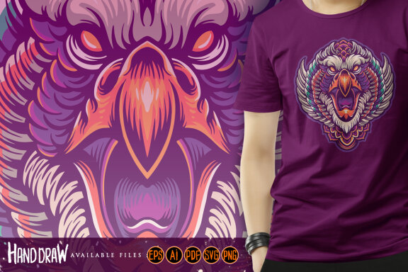 Angry eagle head mascot colorful