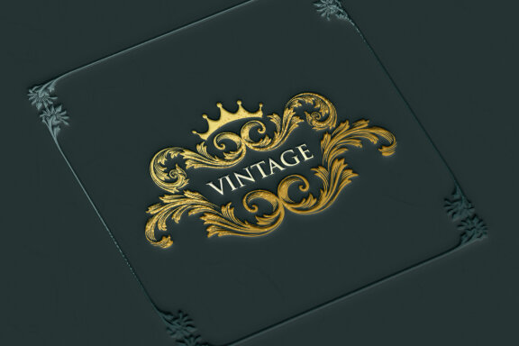 Gold crown badge vintage frame