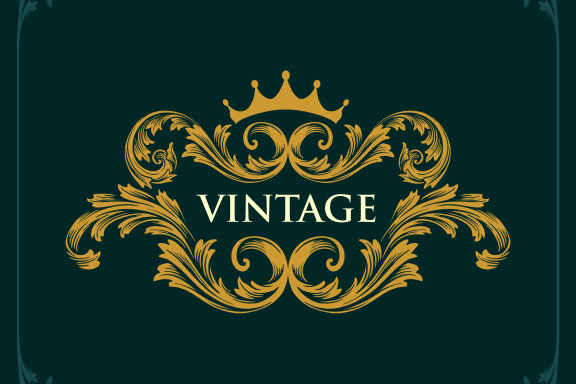 Gold crown badge vintage frame