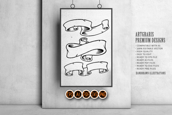 Craft vintage Set ribbon banner classic
