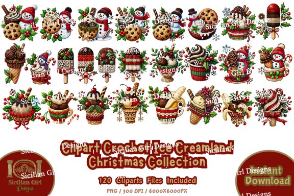 120 Clipart - Ice Creamland Christmas Collection Vol.05