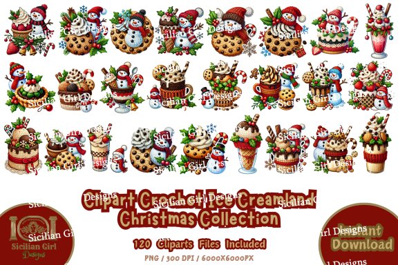 120 Clipart - Ice Creamland Christmas Collection Vol.05