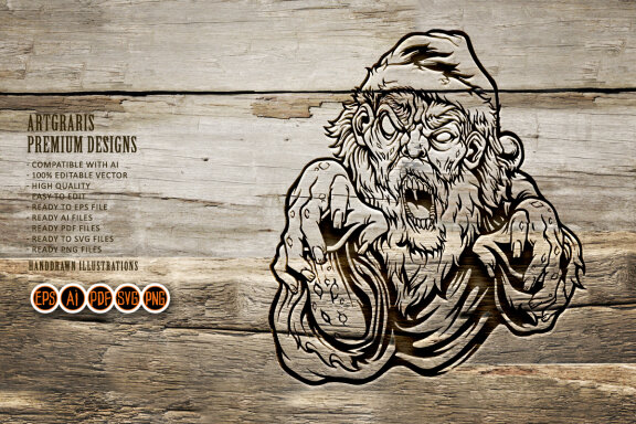 Scary zombie santa claus Horror Silhouette