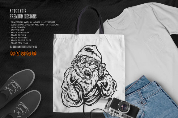 Scary zombie santa claus Horror Silhouette