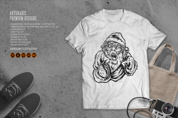 Scary zombie santa claus Horror Silhouette