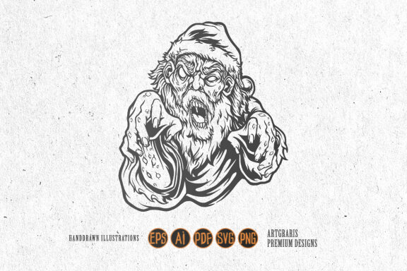 Scary zombie santa claus Horror Silhouette