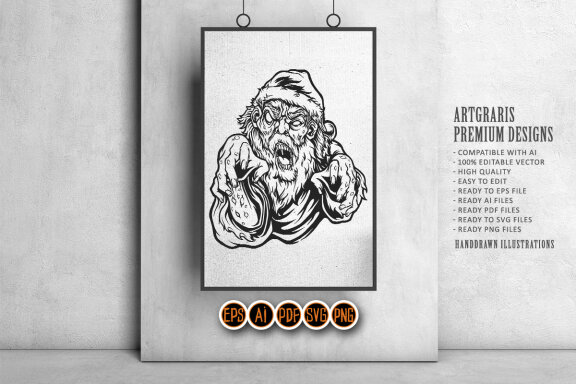 Scary zombie santa claus Horror Silhouette