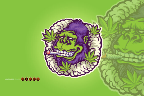 Gorilla smoke weed logo mascot