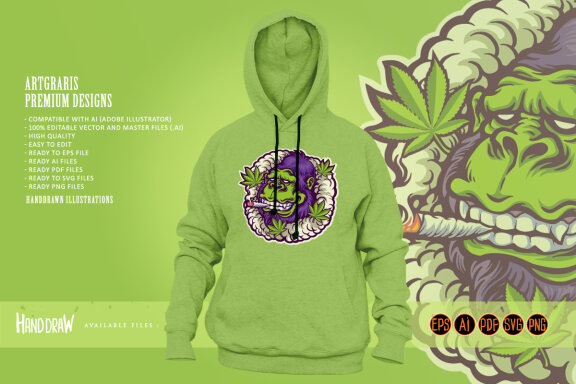 Gorilla smoke weed logo mascot