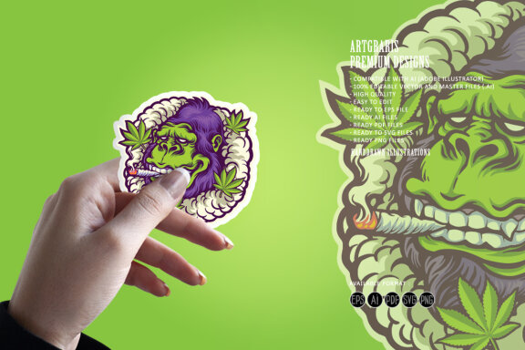 Gorilla smoke weed logo mascot