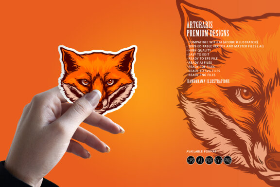 Head Foxy Sport Mascot Logo Illustrations