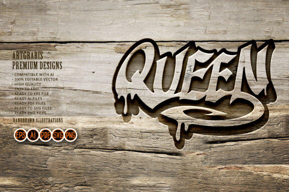 Silhouette Queen Text lettering font decorative