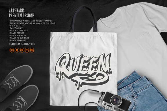 Silhouette Queen Text lettering font decorative