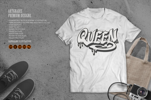 Silhouette Queen Text lettering font decorative