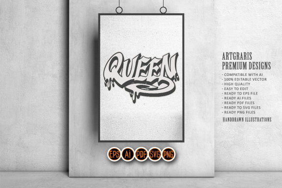 Silhouette Queen Text lettering font decorative
