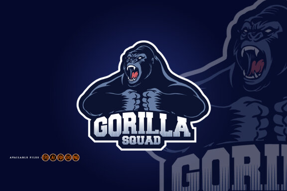 Gorilla squad esport logo mascot