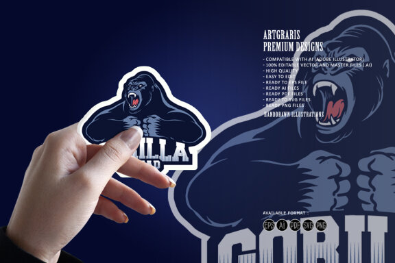 Gorilla squad esport logo mascot