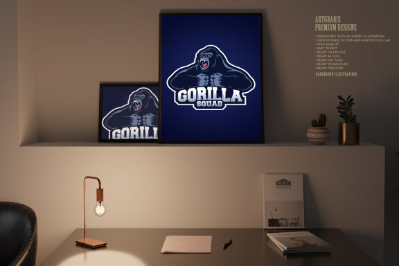 Gorilla squad esport logo mascot
