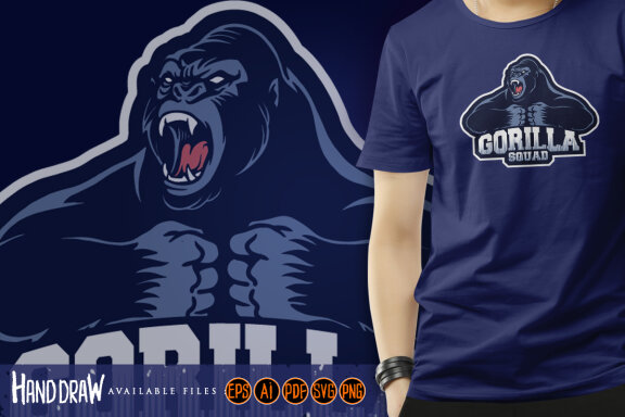 Gorilla squad esport logo mascot