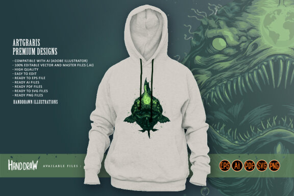  Anglerfish esport logo mascot gaming