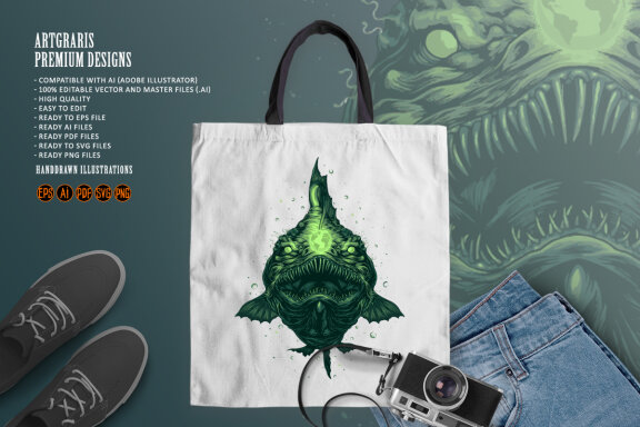  Anglerfish esport logo mascot gaming