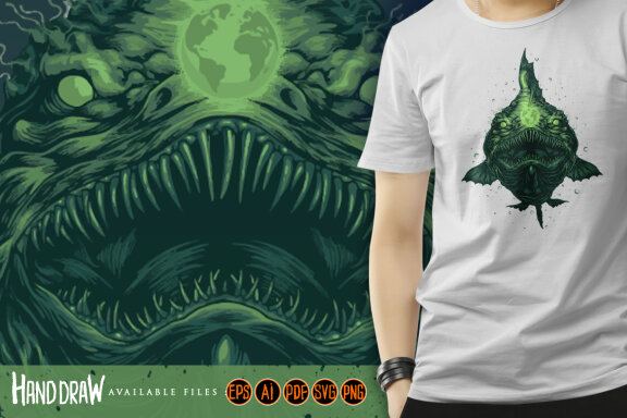  Anglerfish esport logo mascot gaming