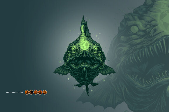  Anglerfish esport logo mascot gaming