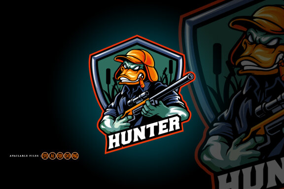 Duck hunter logo mascot illustrations
