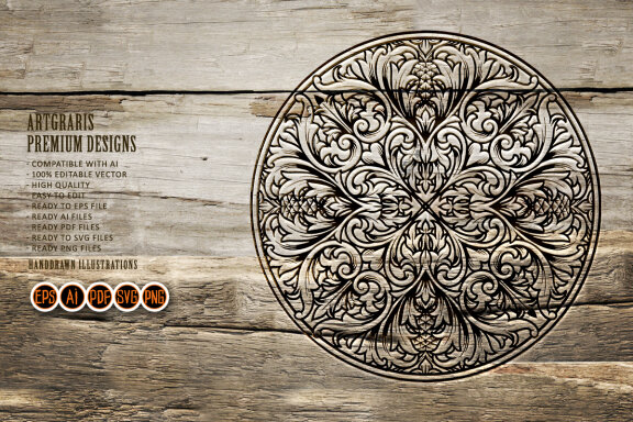 Craft Mandala vintage seamless ornaments