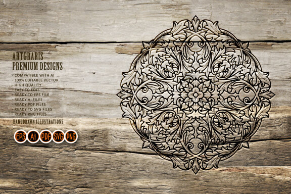 Silhouette Mandala tropical ornaments vintage