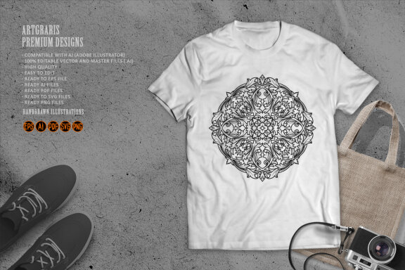Silhouette Mandala tropical ornaments vintage