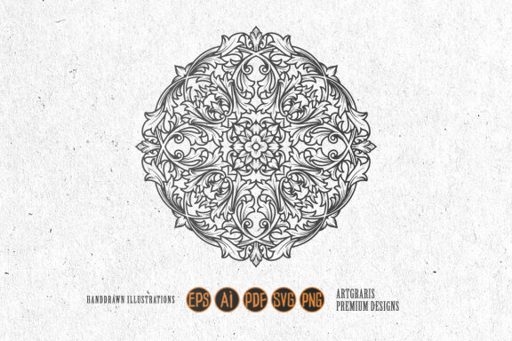 Silhouette Mandala tropical ornaments vintage