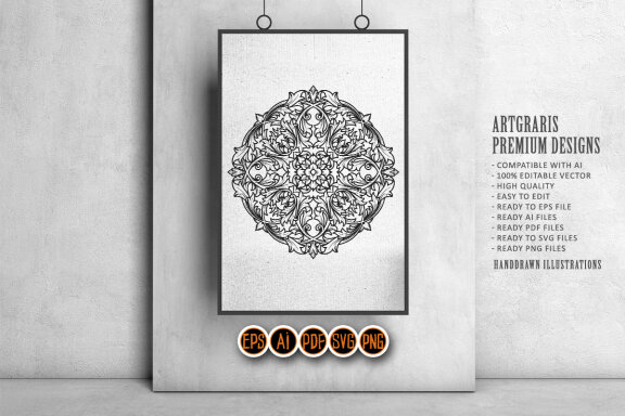 Silhouette Mandala tropical ornaments vintage