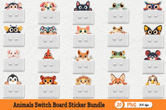 Animals Switch Board Sticker Bundle