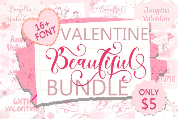 Beautiful Valentine Bundle - 16 Fonts