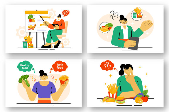 9 Healthy vs Unhealthy Food Choice Illustration