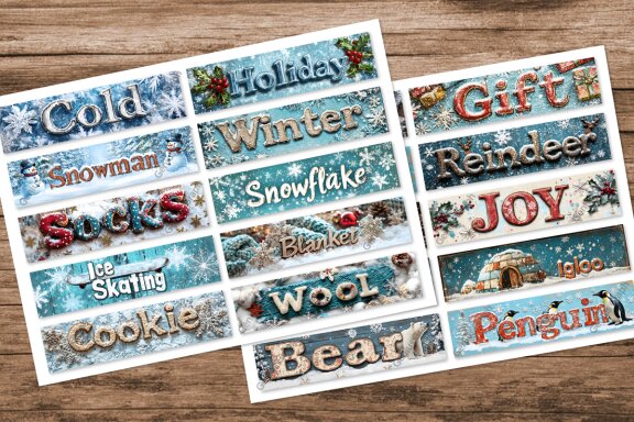Printable Junk Journal Winter Word Bundle