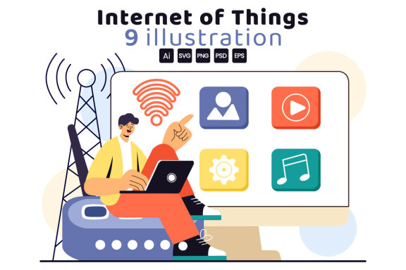 9 IoT Technology Vector Illustration