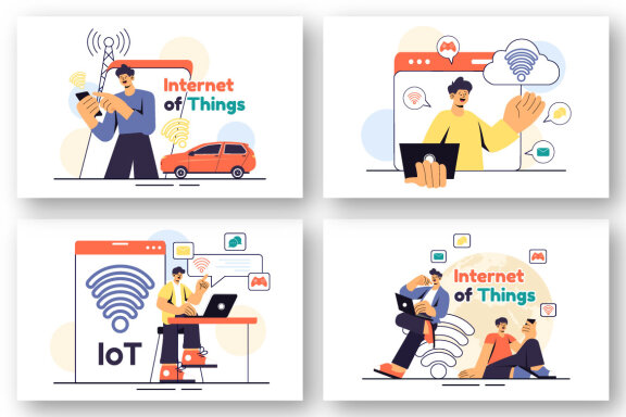 9 IoT Technology Vector Illustration