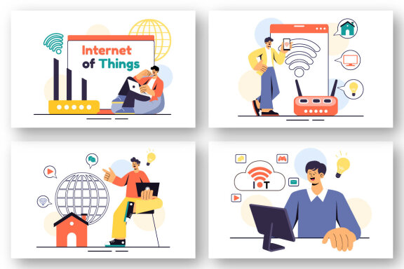 9 IoT Technology Vector Illustration