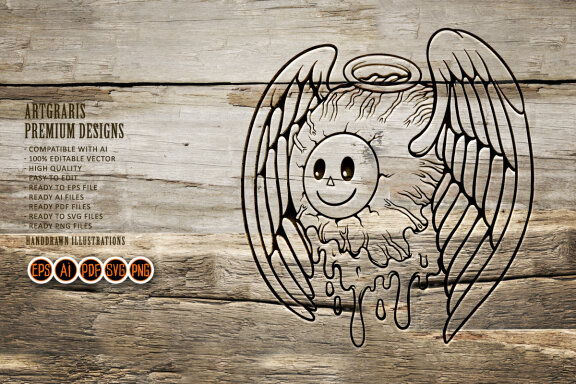 Eyeball Icon flying with blood Silhouette