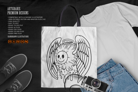 Eyeball Icon flying with blood Silhouette
