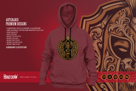 Spartan shield head logo mascot