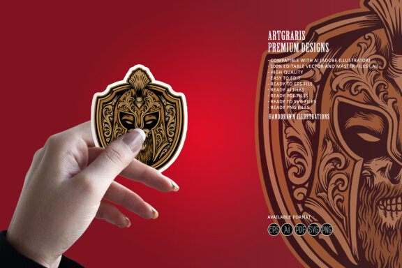 Spartan shield head logo mascot
