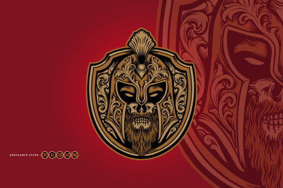 Spartan shield head logo mascot