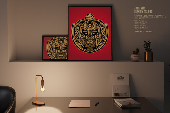 Spartan shield head logo mascot