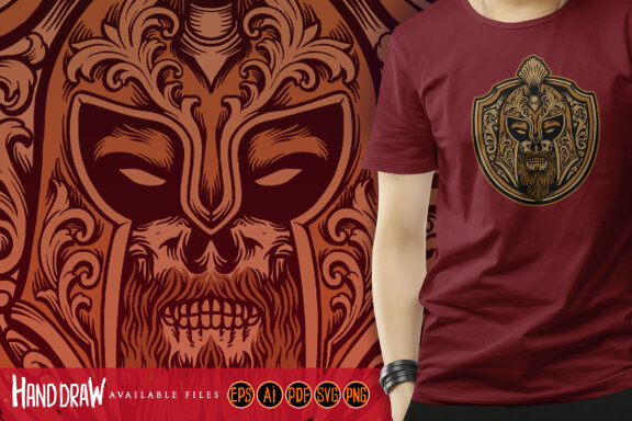 Spartan shield head logo mascot